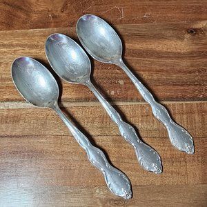 3pc International Silver Camelot Melody Silverplate Spoons 6" plume floral